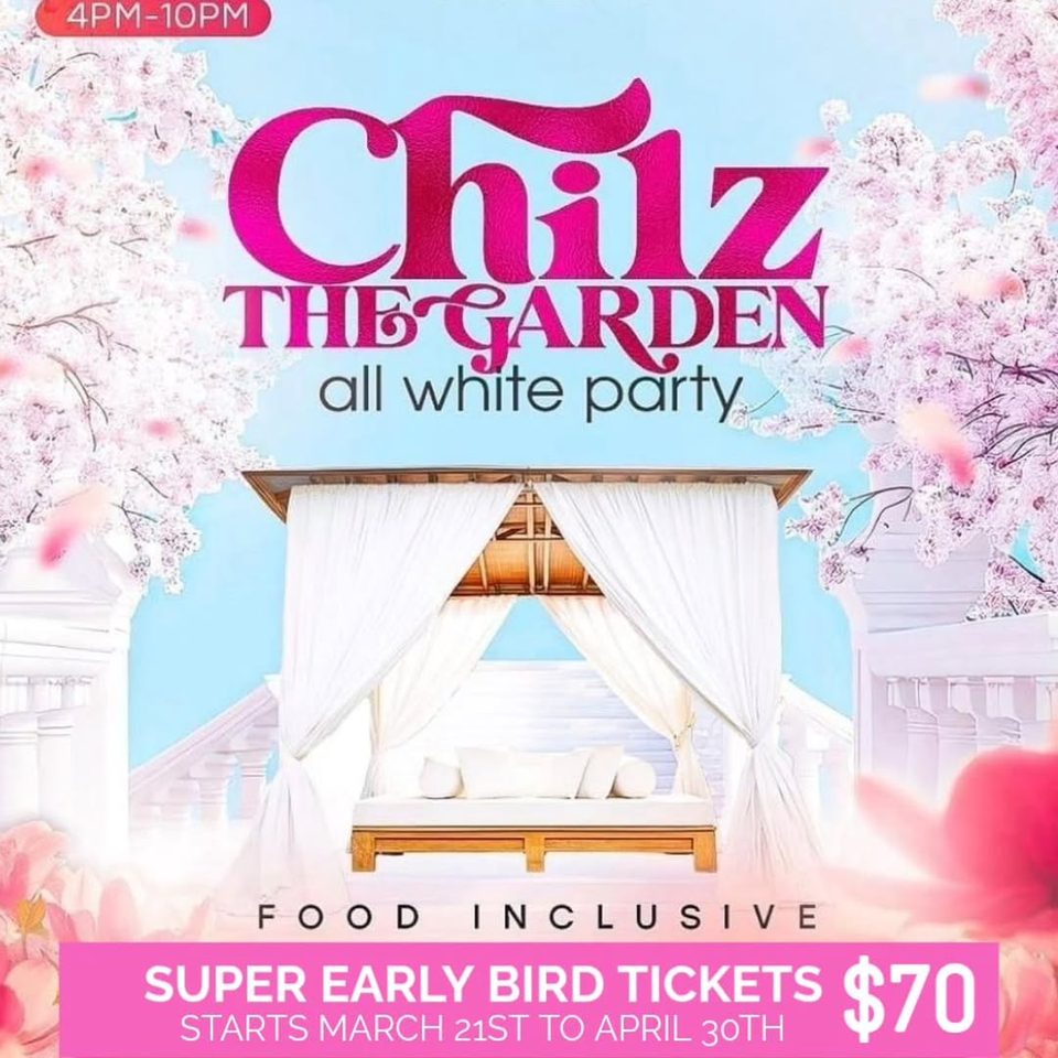 Event poster for Chilz The Garden – All White Party